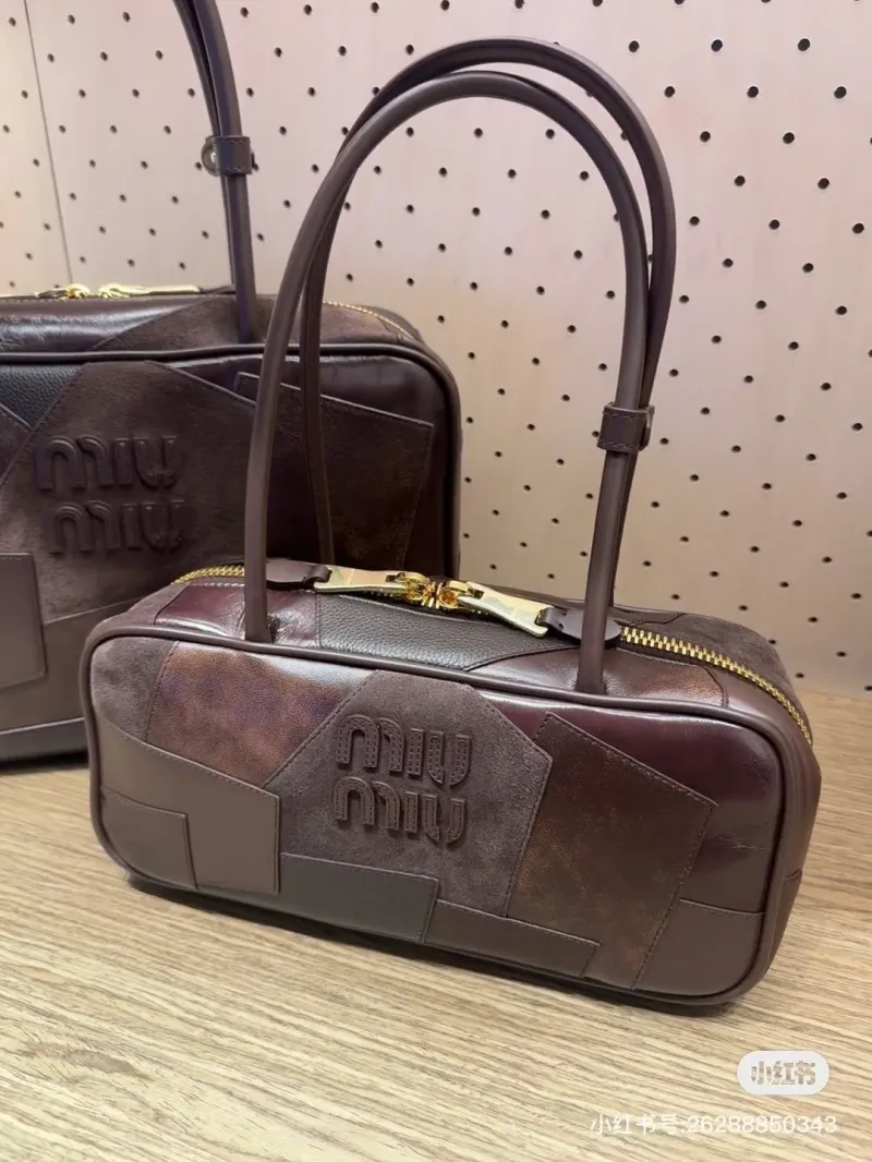 Miu Miu Brown Patchwork Top Handle Bag 481 - Image 4
