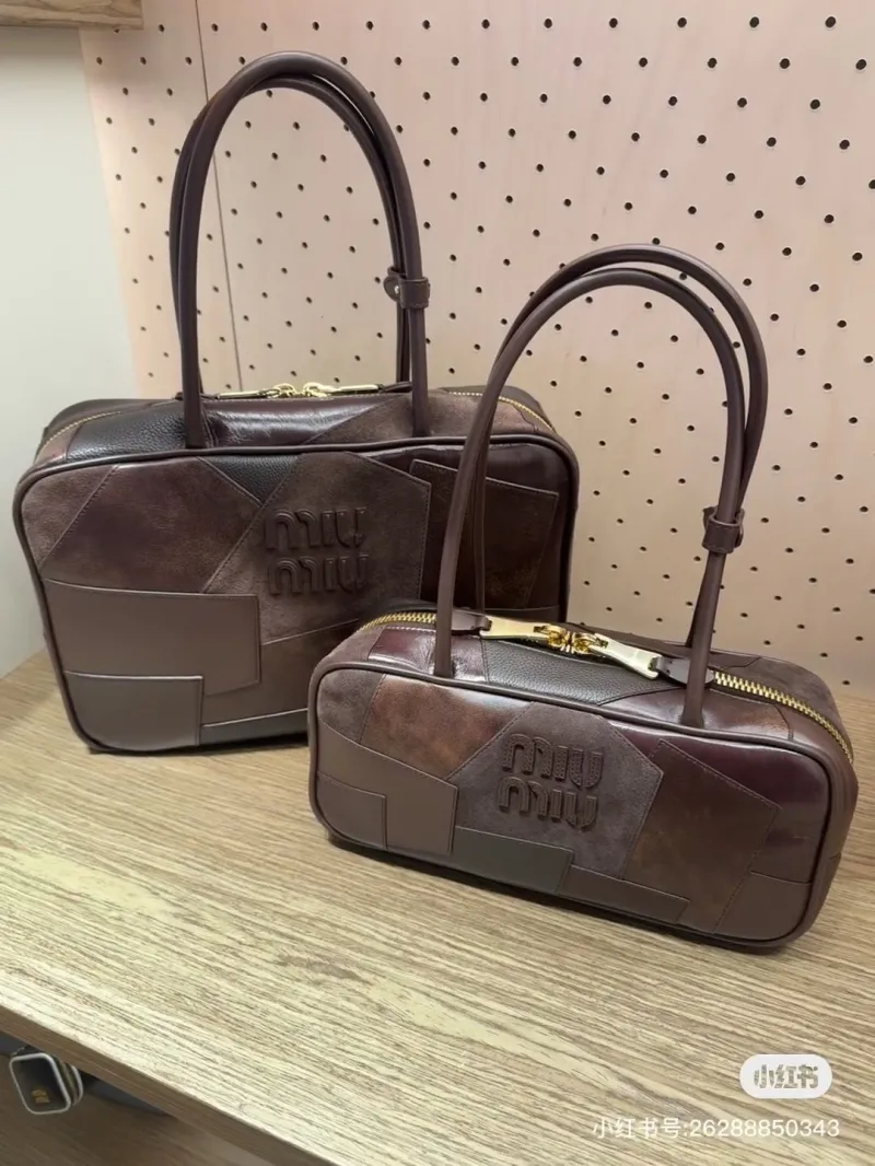 Miu Miu Brown Patchwork Top Handle Bag 481 - Image 5