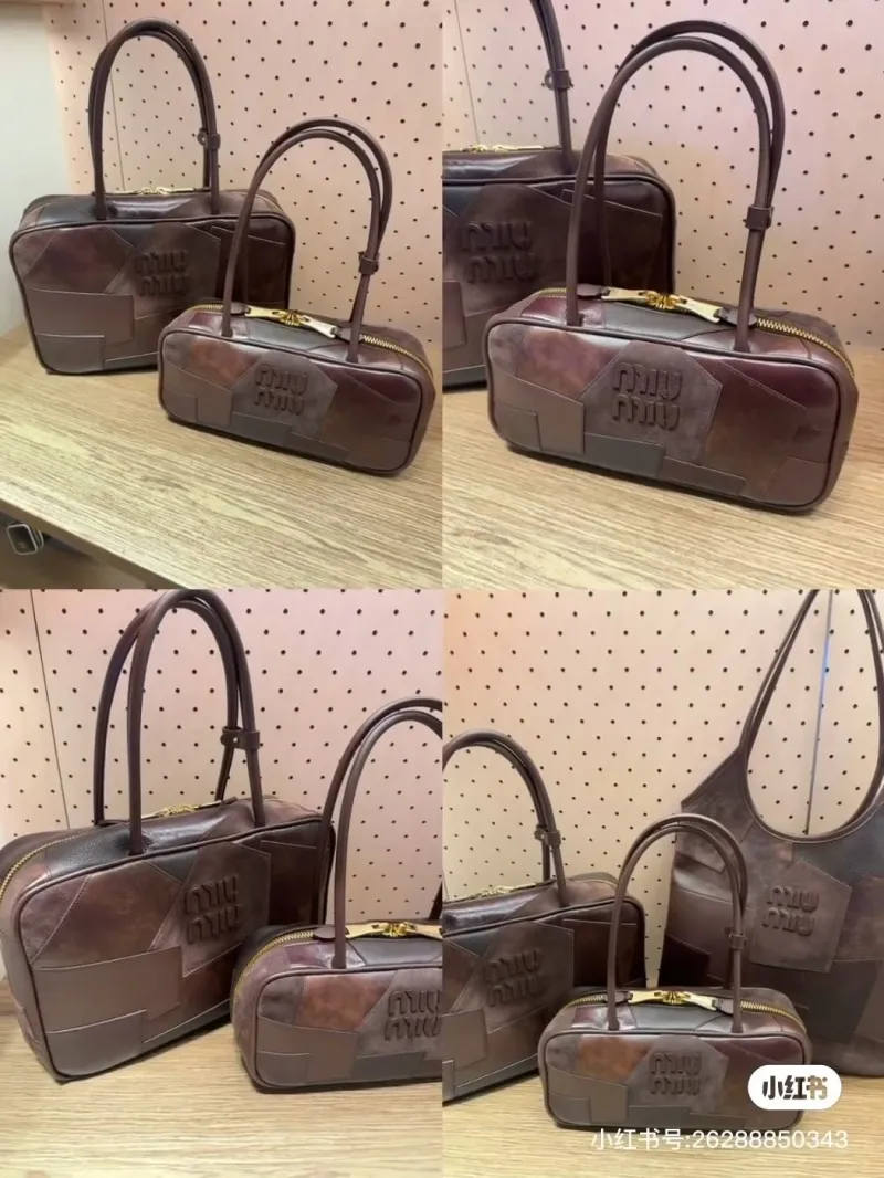 Miu Miu Brown Patchwork Top Handle Bag 481 - Image 6