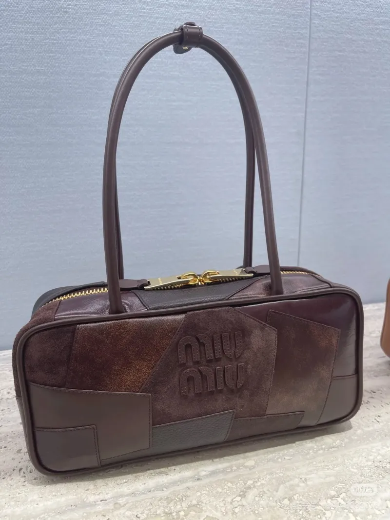Miu Miu Brown Patchwork Top Handle Bag 481 - Image 7