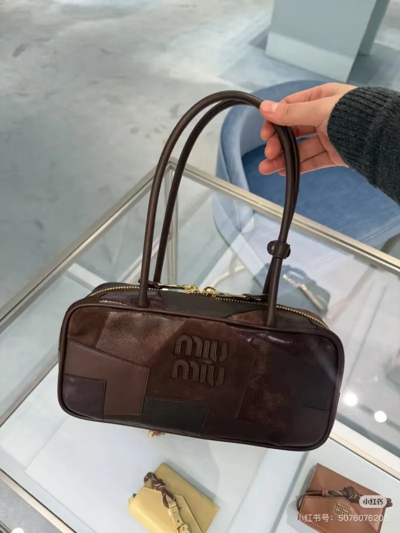 Miu Miu Brown Patchwork Top Handle Bag 481 - Image 8