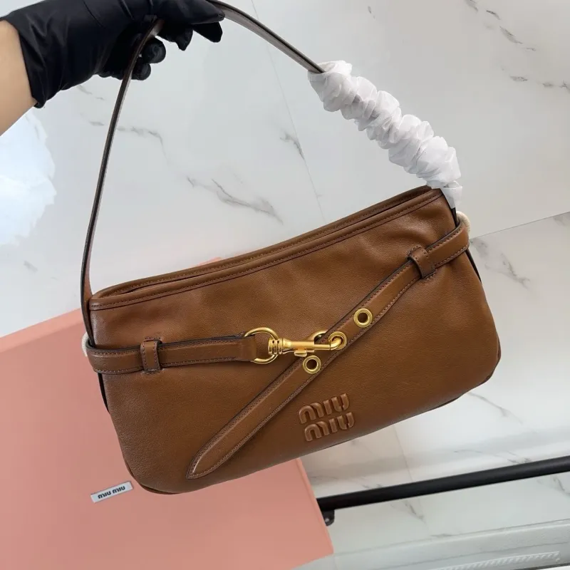 Miu Miu Brown Leather Top Handle Bag 484 - Image 6