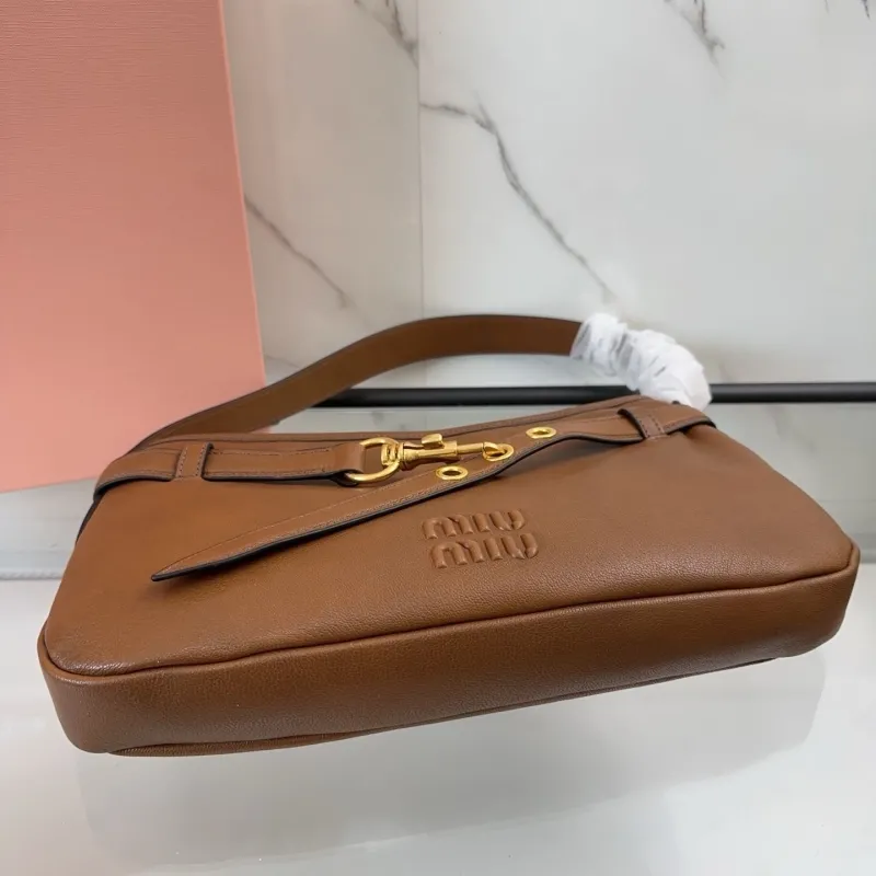 Miu Miu Brown Leather Top Handle Bag 484 - Image 7