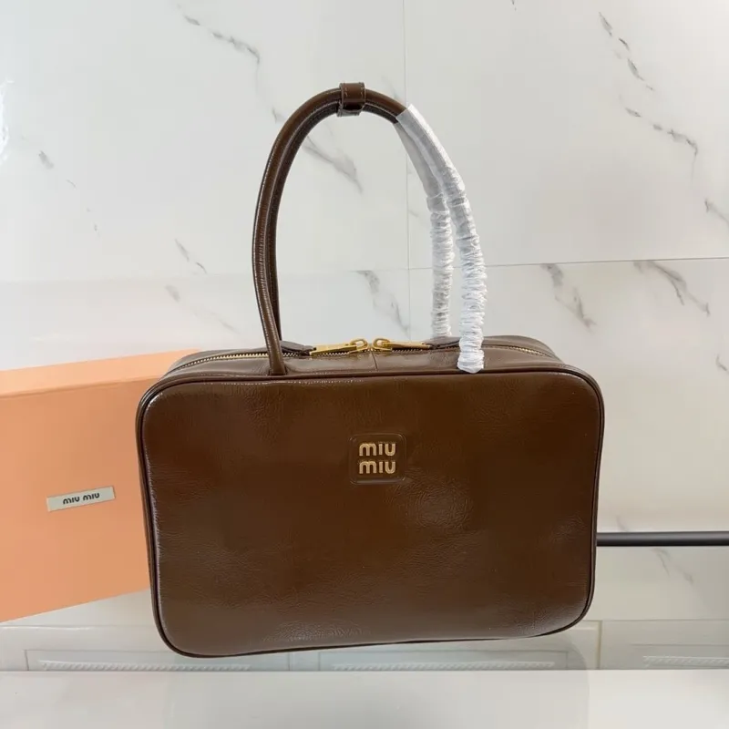 Miu Miu Brown Leather Top Handle Bag