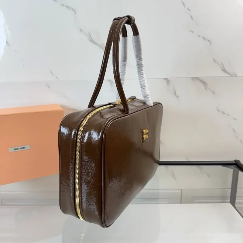 Miu Miu Brown Leather Top Handle Bag - Image 3
