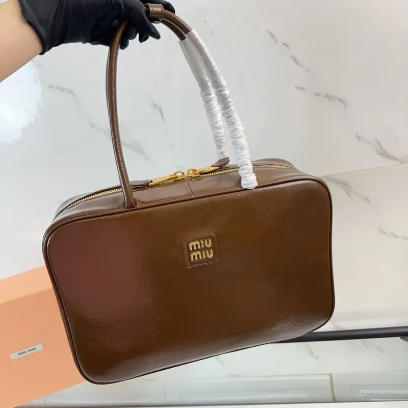 Miu Miu Brown Leather Top Handle Bag - Image 6