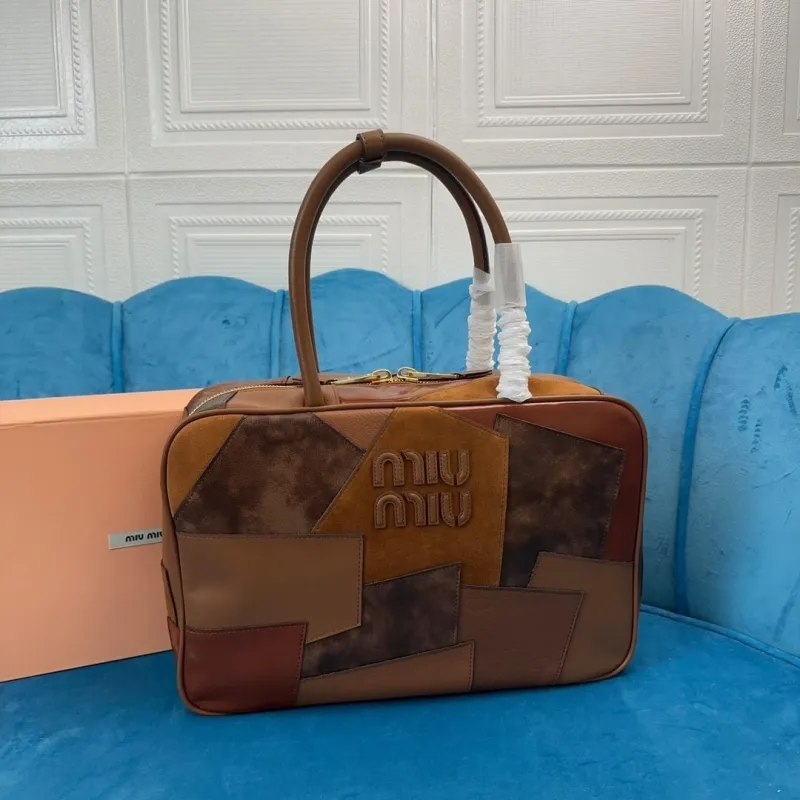 Miu Miu Patchwork Brown Top Handle Bag 492