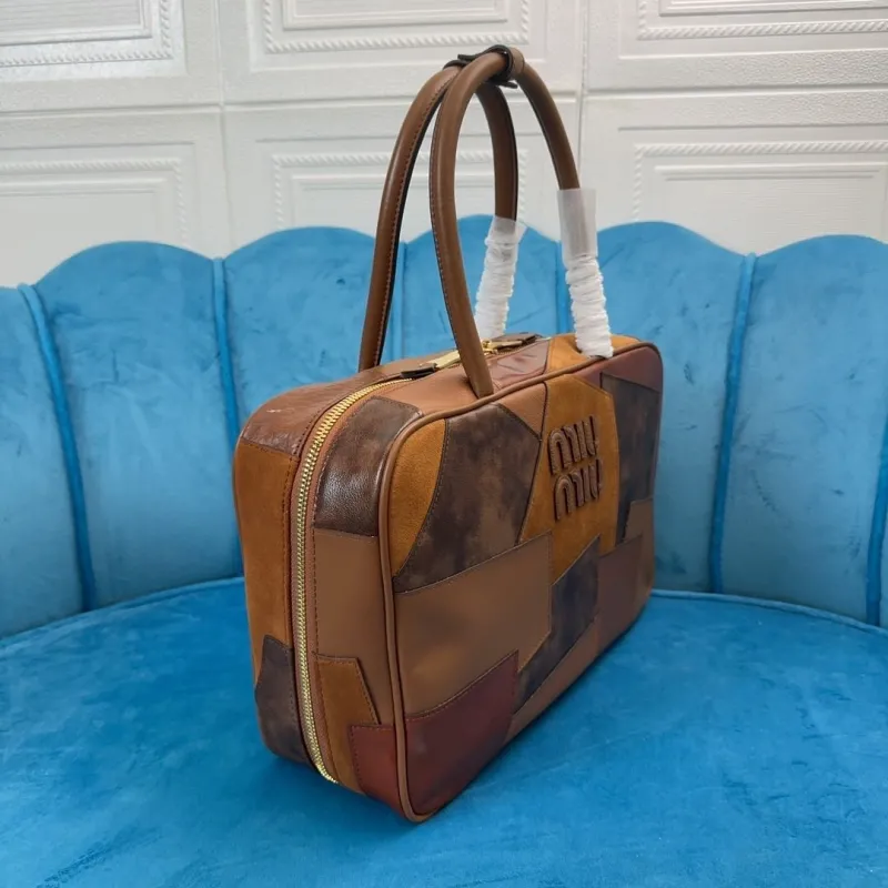Miu Miu Patchwork Brown Top Handle Bag 492 - Image 3