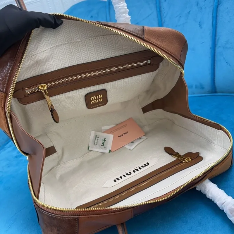 Miu Miu Patchwork Brown Top Handle Bag 492 - Image 7