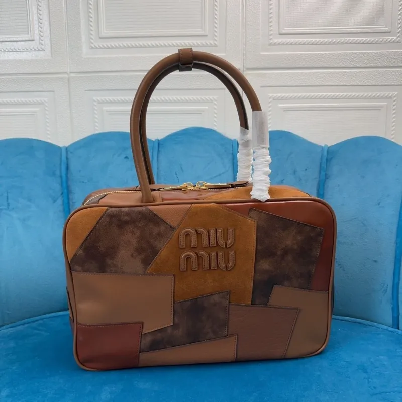 Miu Miu Patchwork Brown Top Handle Bag 492 - Image 9