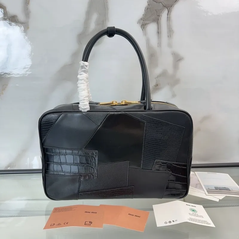 Alternative view of Miu Miu Black Patchwork Top Handle Bag 493