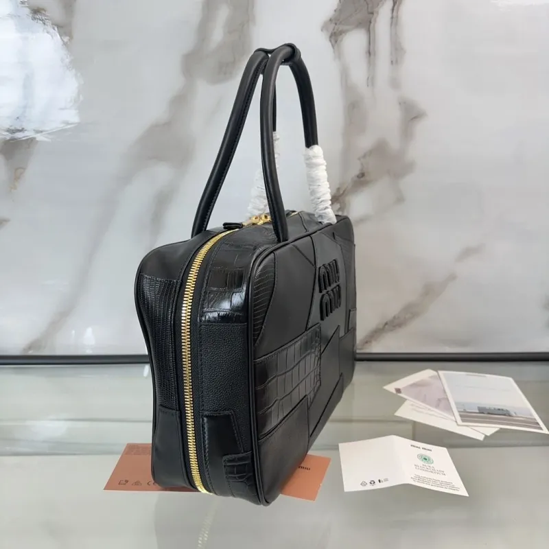 Miu Miu Black Patchwork Top Handle Bag 493 - Image 3