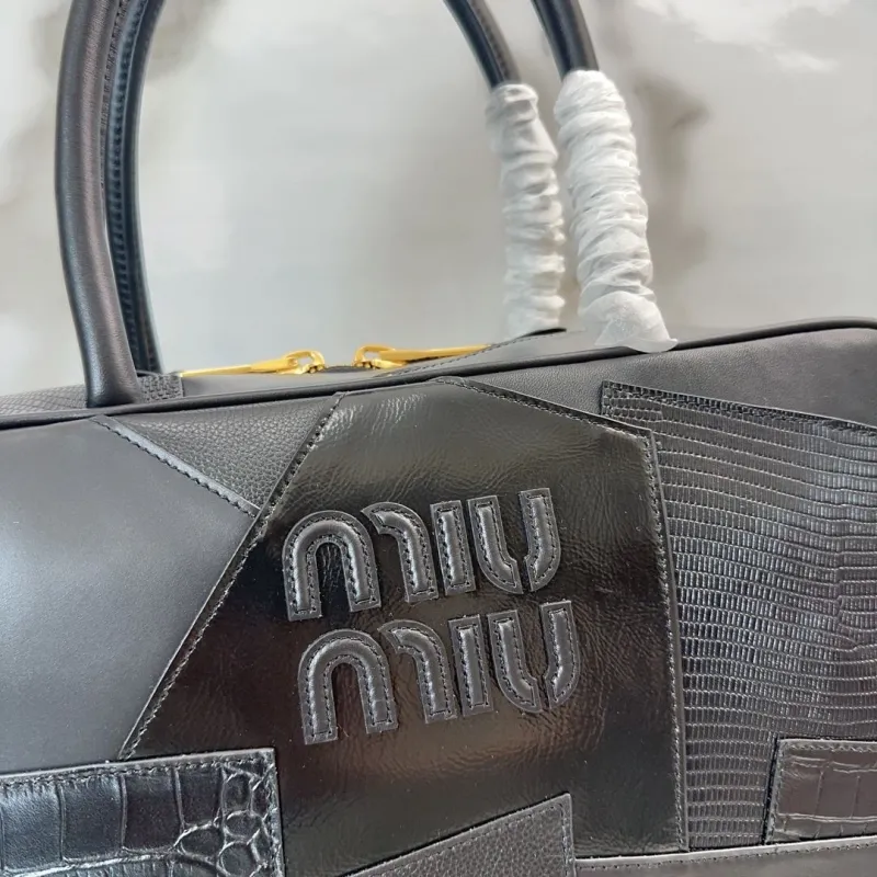 Miu Miu Black Patchwork Top Handle Bag 493 - Image 4