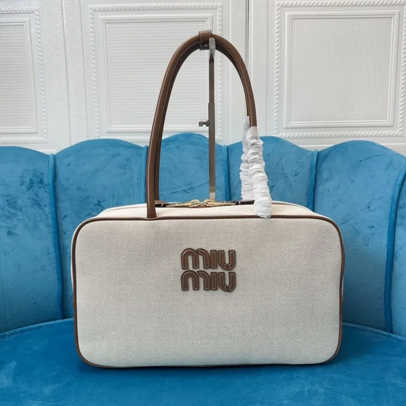 MIU MIU Beige Canvas Top Handle Bag 494