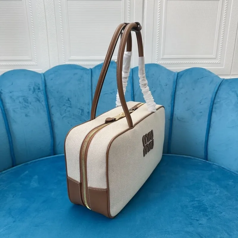 MIU MIU Beige Canvas Top Handle Bag 494 - Image 3