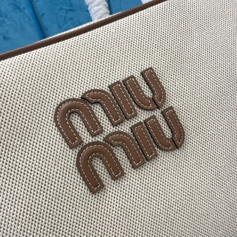 MIU MIU Beige Canvas Top Handle Bag 494 - Image 4