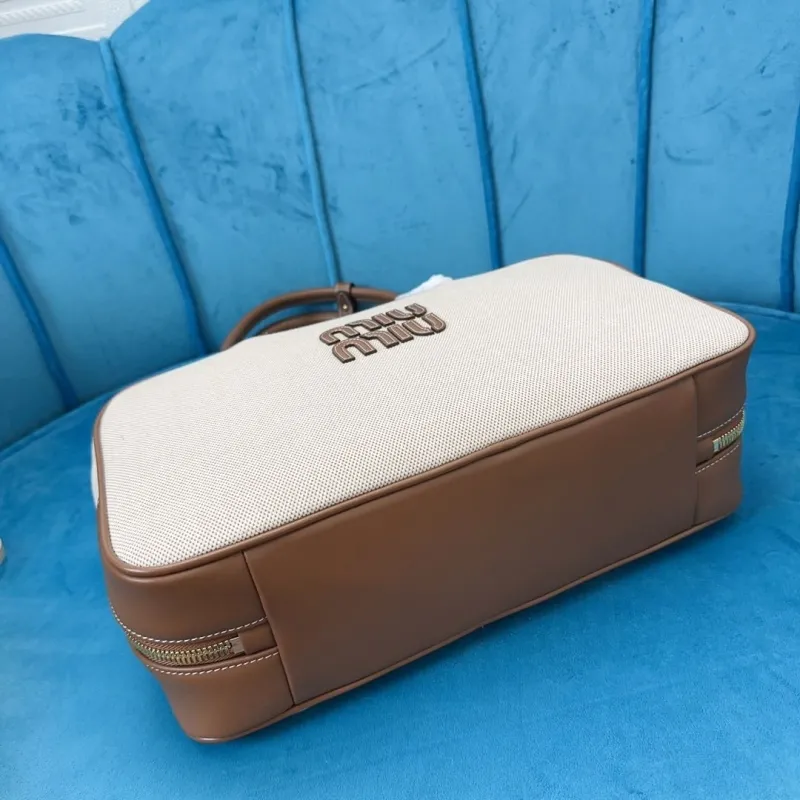 MIU MIU Beige Canvas Top Handle Bag 494 - Image 7