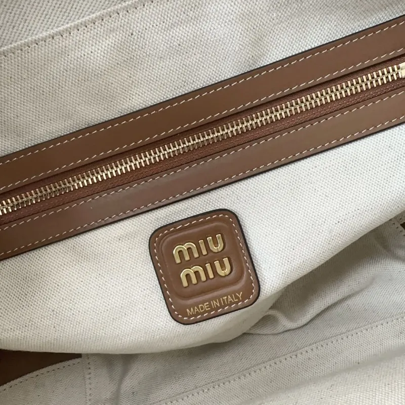 MIU MIU Beige Canvas Top Handle Bag 494 - Image 9