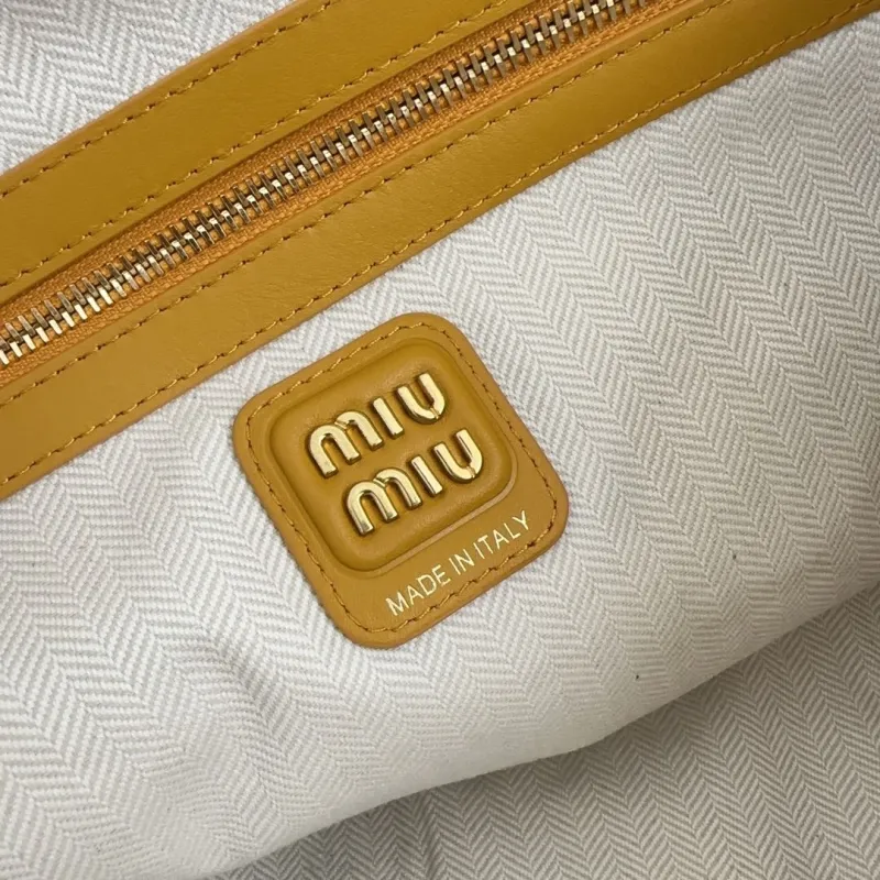 Miu Miu Mustard Suede Top Handle Bag with Mini Pouch - Image 9