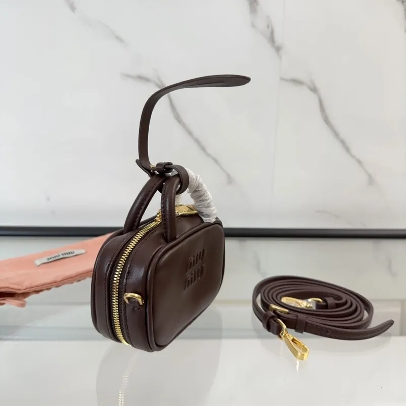 MIU MIU Dark Brown Top Handle Bag 502 - Image 3
