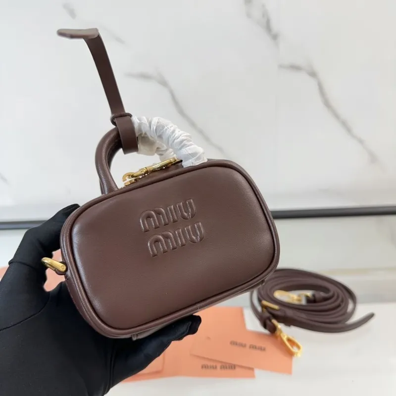 MIU MIU Dark Brown Top Handle Bag 502 - Image 5