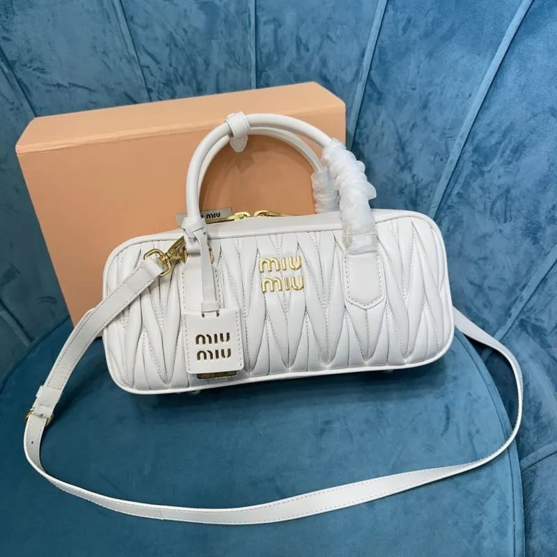 Miu Miu White Matelassé Top Handle Crossbody Bag