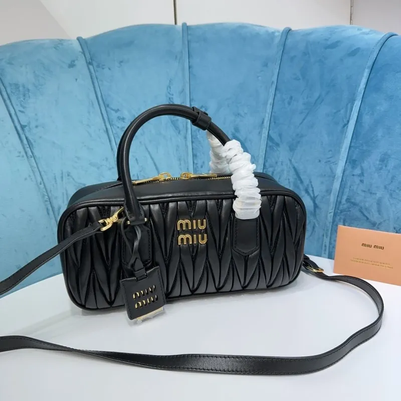 Miu Miu Black Matelasse Top Handle Crossbody Bag 510
