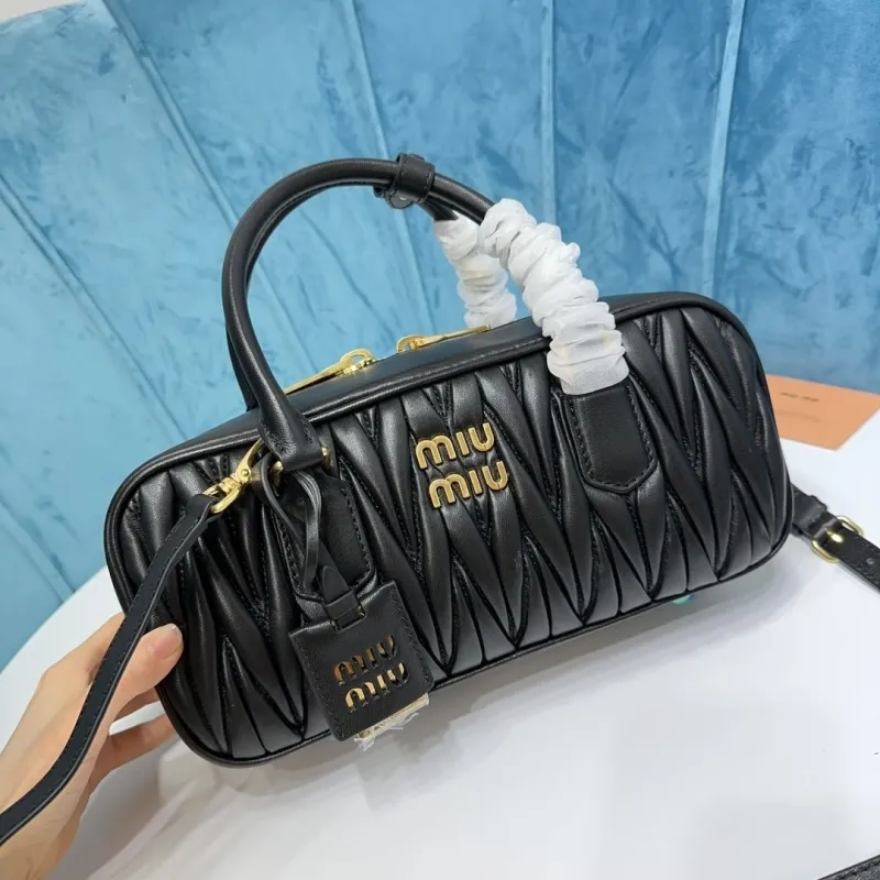 Miu Miu Black Matelasse Top Handle Crossbody Bag 510 - Image 5