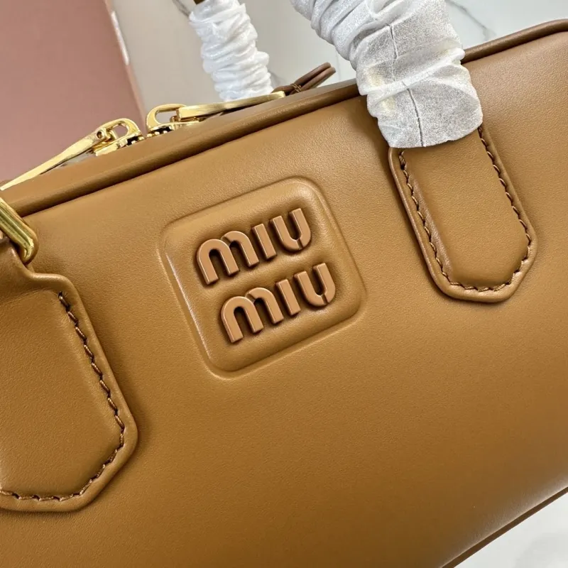 Miu Miu Brown Leather Top Handle Bag with Strap 519 - Image 4