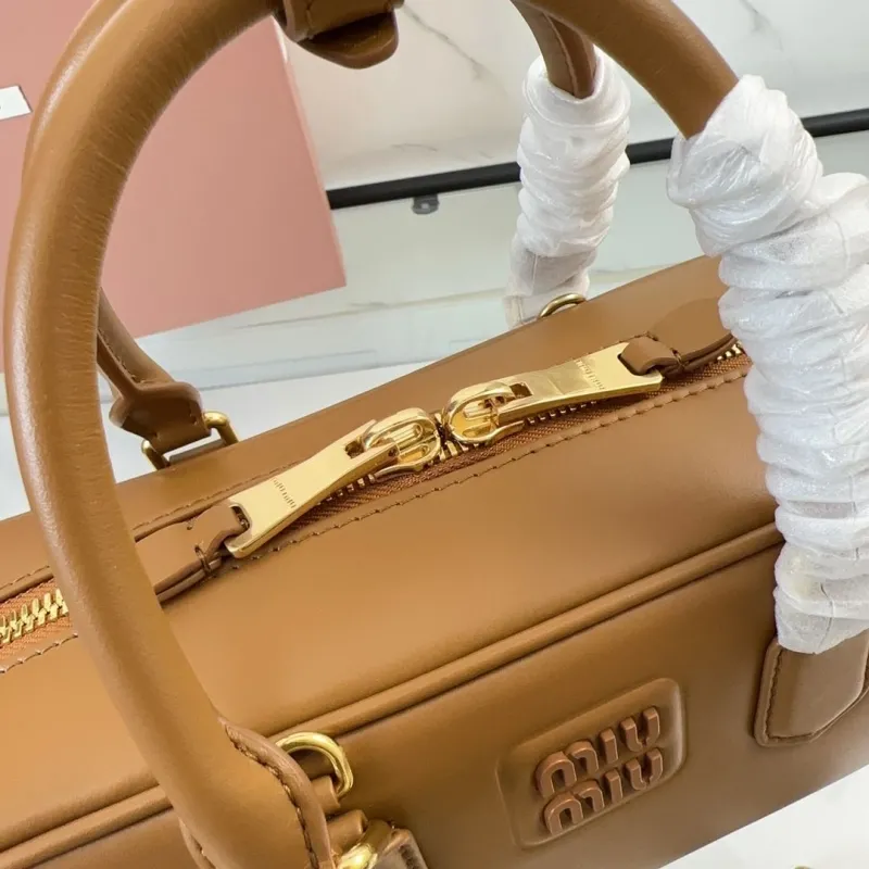 Miu Miu Brown Leather Top Handle Bag with Strap 519 - Image 5
