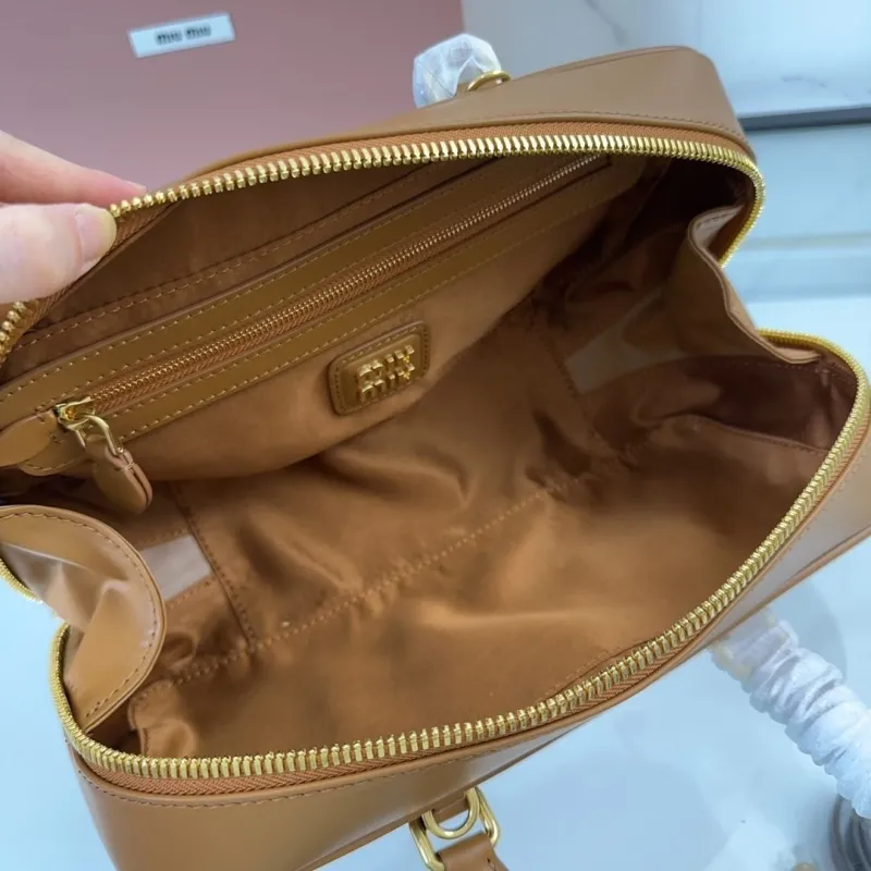 Miu Miu Brown Leather Top Handle Bag with Strap 519 - Image 7