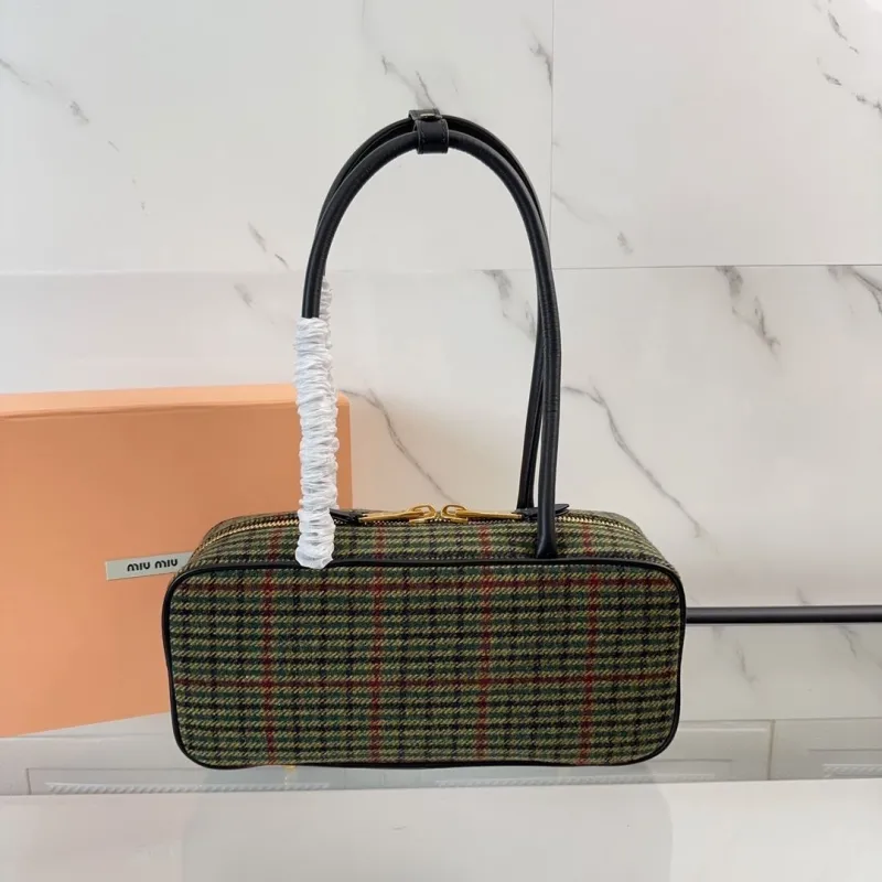 Alternative view of Miu Miu Green Plaid Top Handle Bag 533