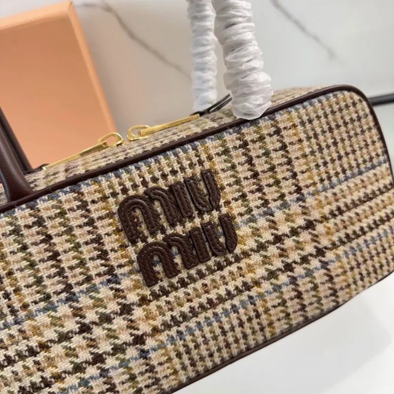 Miu Miu Houndstooth Top Handle Bag 534 - Image 4