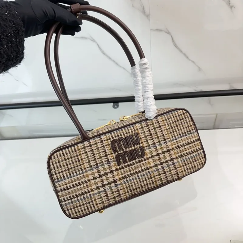 Miu Miu Houndstooth Top Handle Bag 534 - Image 7