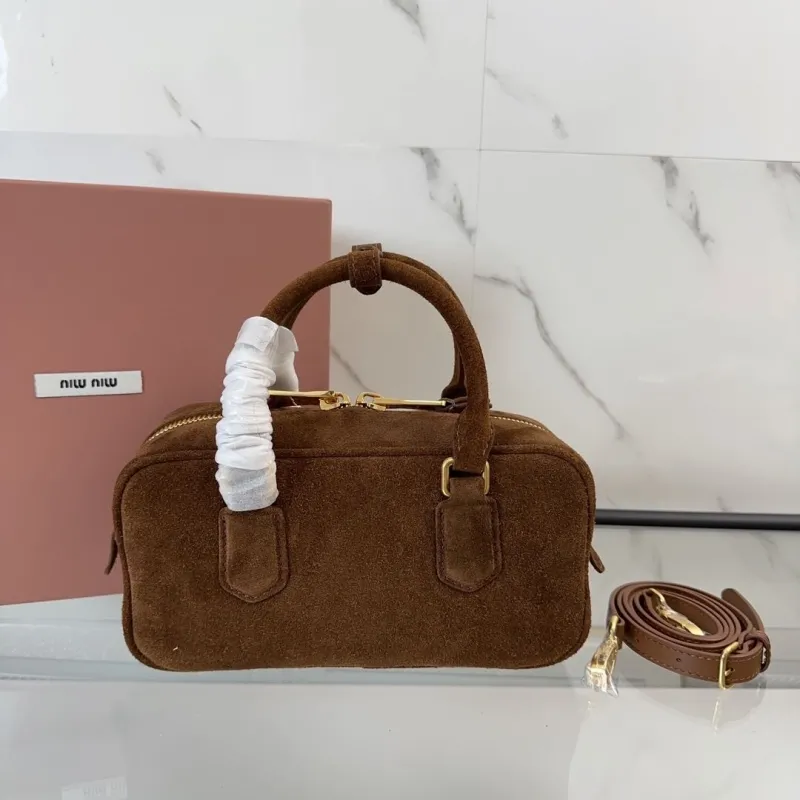 Miu Miu Brown Suede Top Handle Crossbody Bag - Image 3