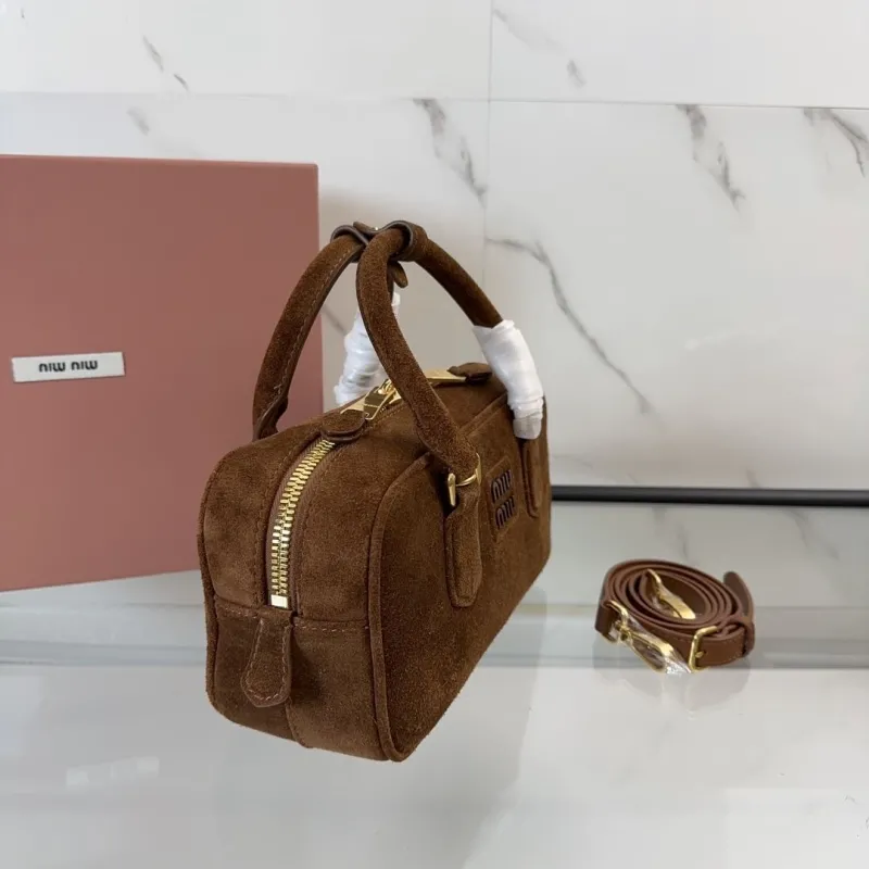 Miu Miu Brown Suede Top Handle Crossbody Bag - Image 4