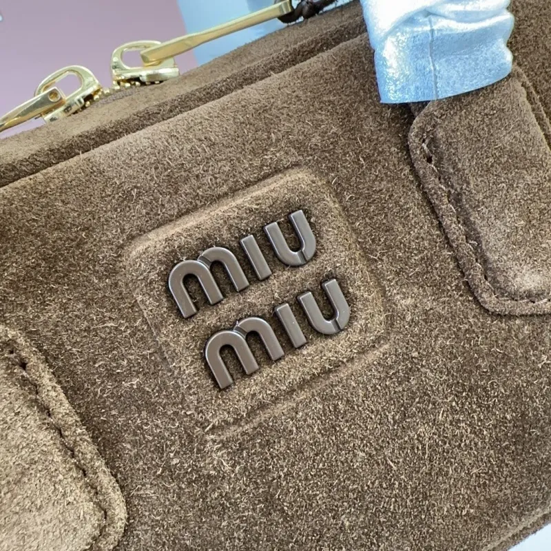 Miu Miu Brown Suede Top Handle Crossbody Bag - Image 5
