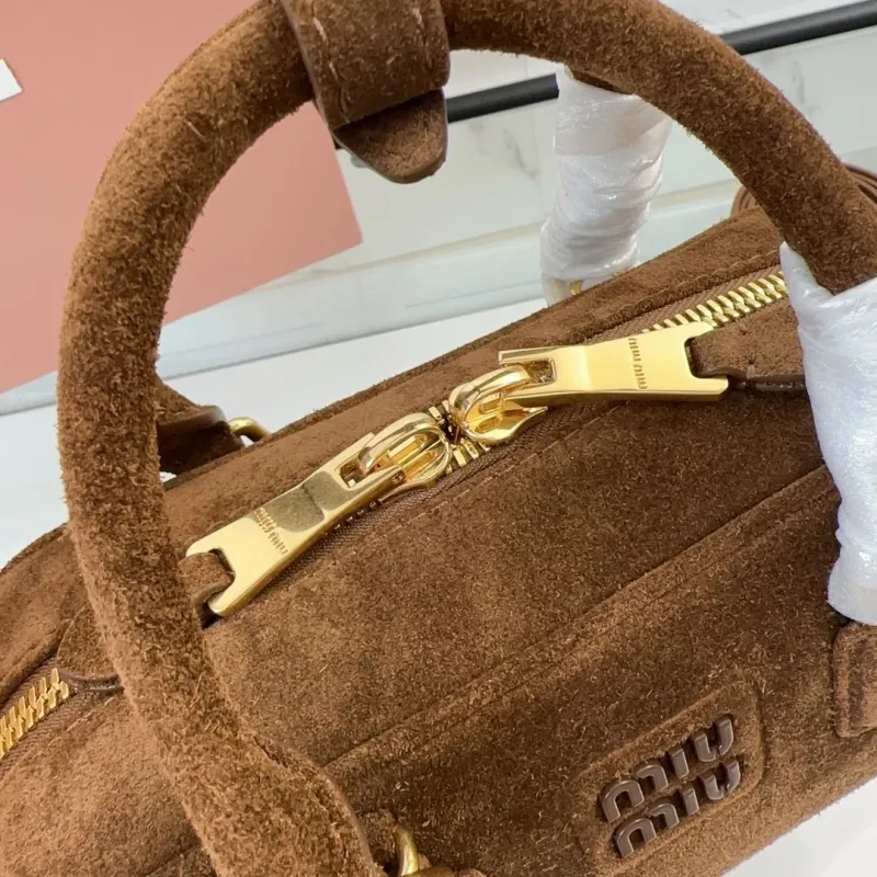 Miu Miu Brown Suede Top Handle Crossbody Bag - Image 6