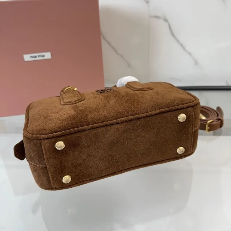 Miu Miu Brown Suede Top Handle Crossbody Bag - Image 7