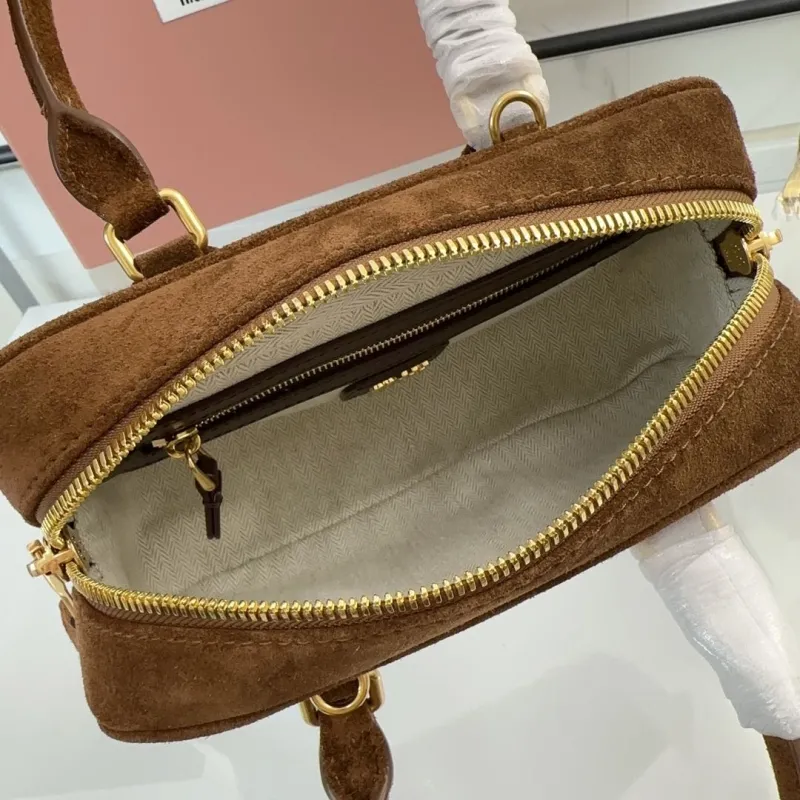 Miu Miu Brown Suede Top Handle Crossbody Bag - Image 10