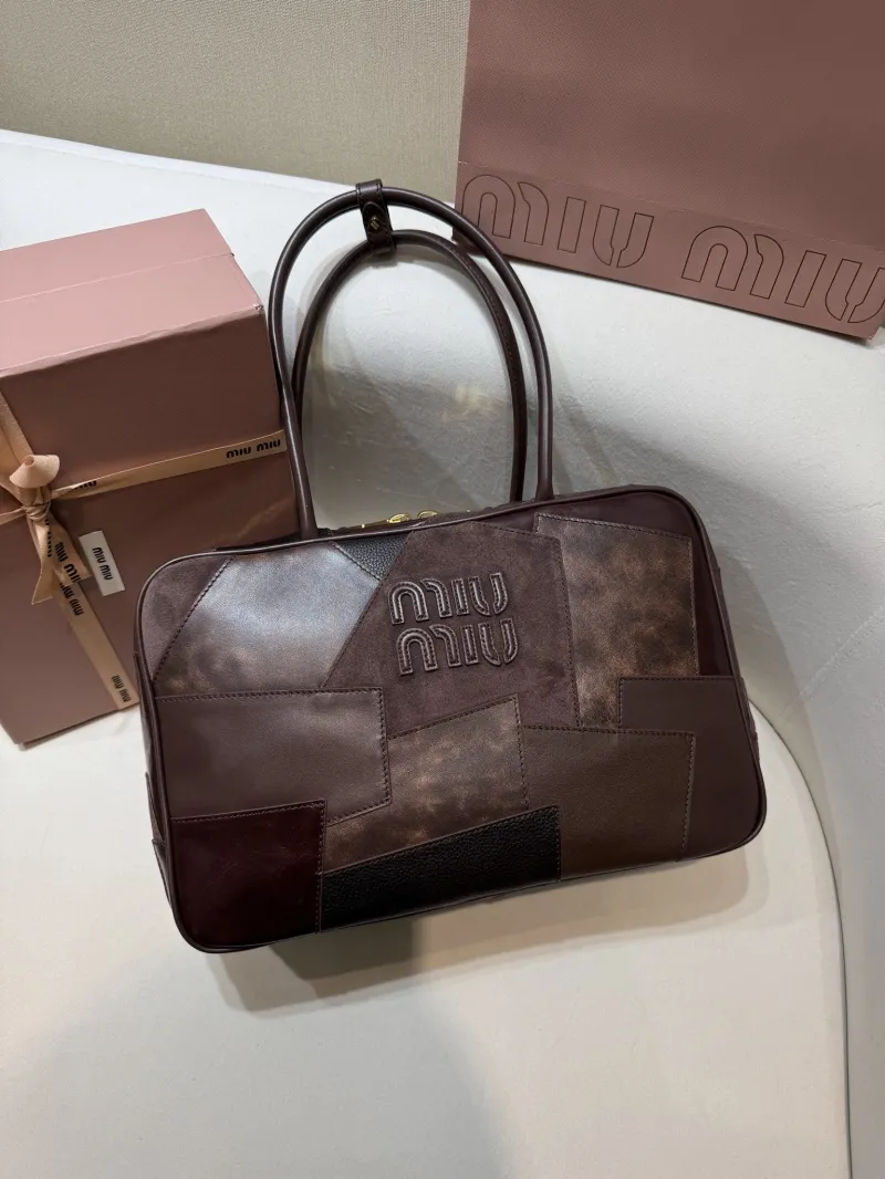 Alternative view of Miu Miu Brown Patchwork Top Handle Bag 539