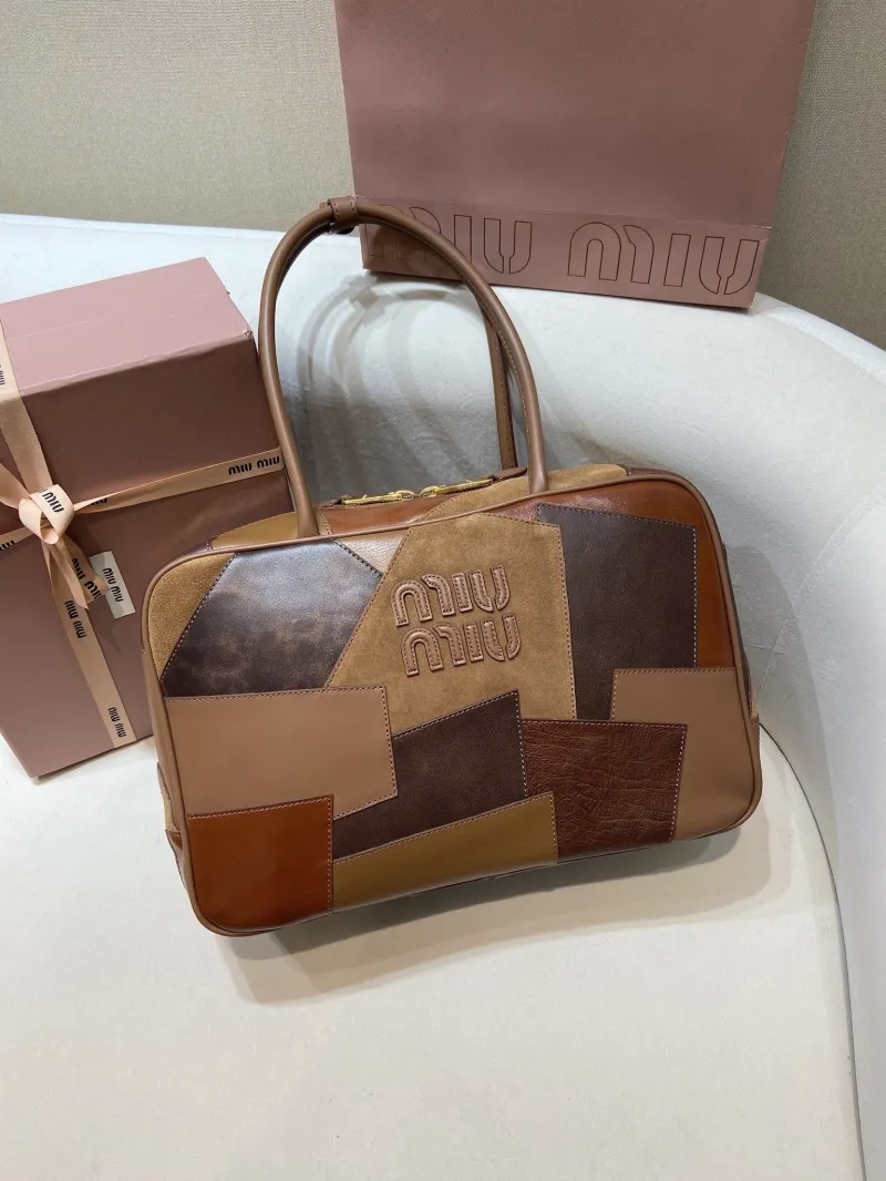 Miu Miu Brown Patchwork Top Handle Bag 541