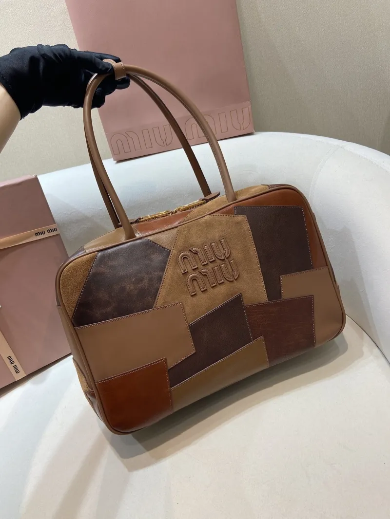 Alternative view of Miu Miu Brown Patchwork Top Handle Bag 541