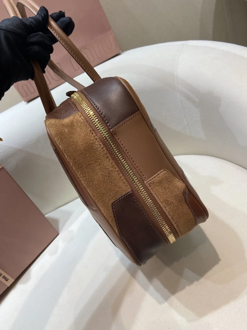 Miu Miu Brown Patchwork Top Handle Bag 541 - Image 4