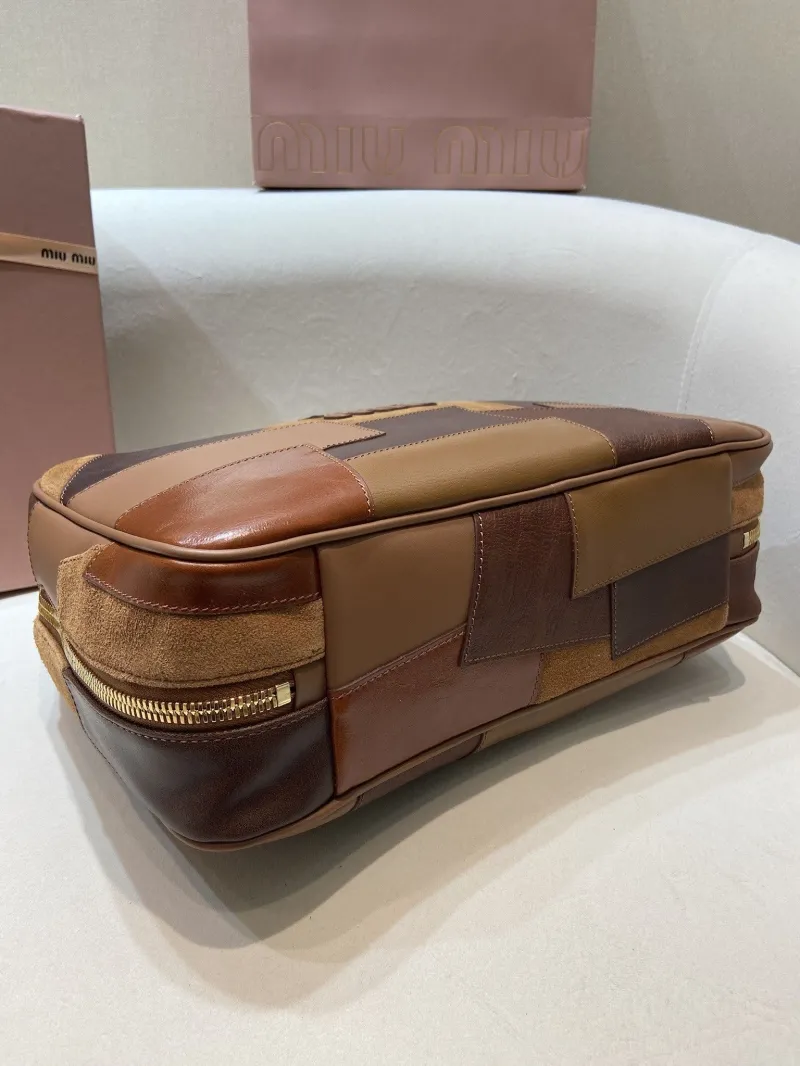 Miu Miu Brown Patchwork Top Handle Bag 541 - Image 5