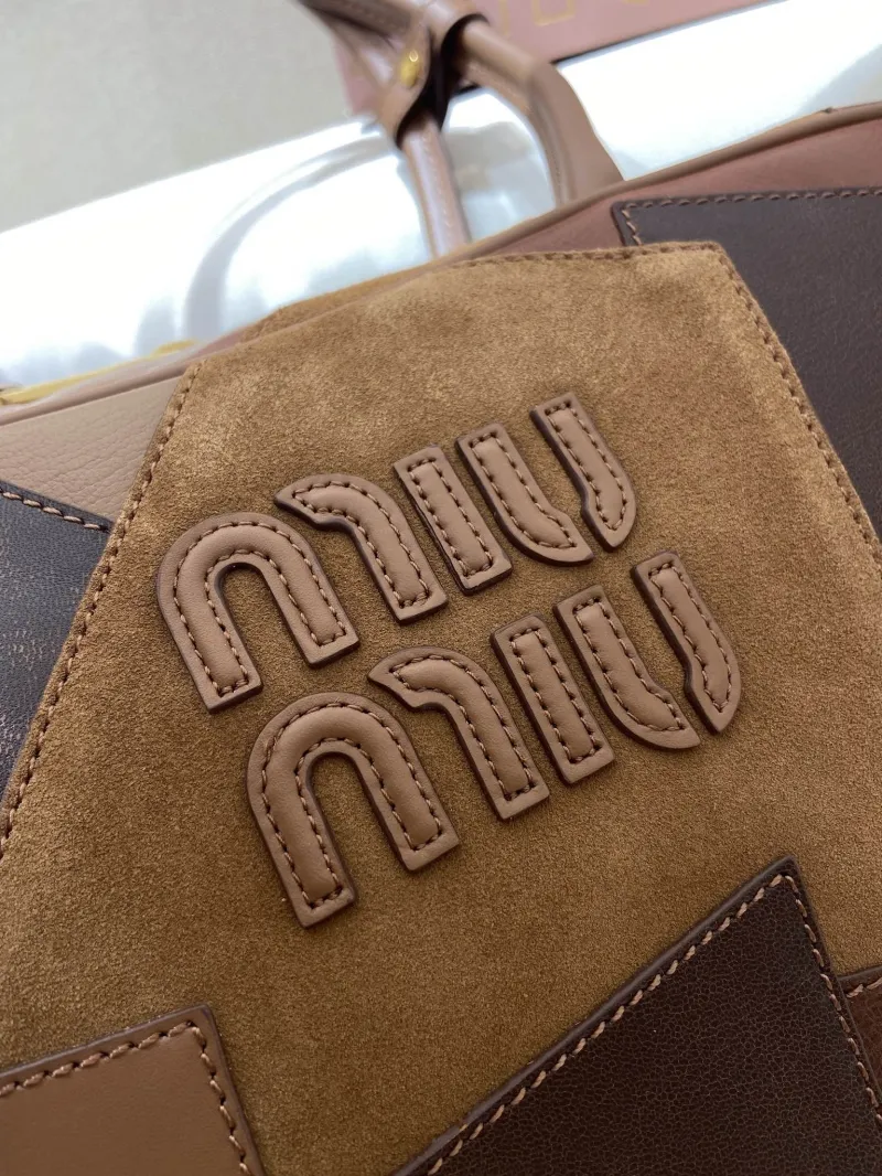 Miu Miu Brown Patchwork Top Handle Bag 541 - Image 6