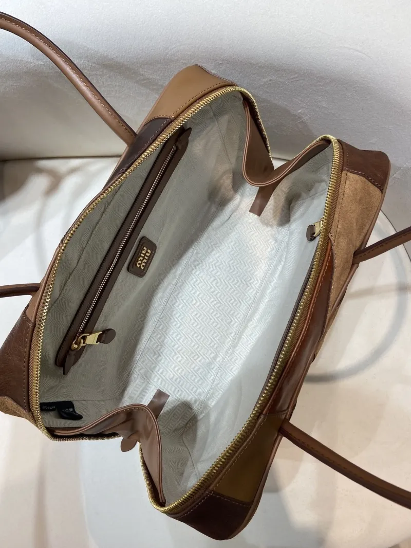 Miu Miu Brown Patchwork Top Handle Bag 541 - Image 8