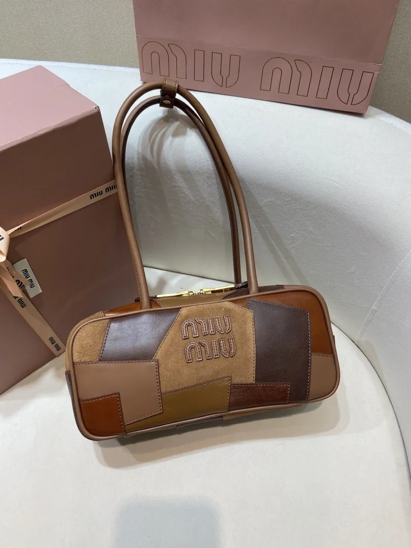 MIU MIU Brown Patchwork Top Handle Bag 542