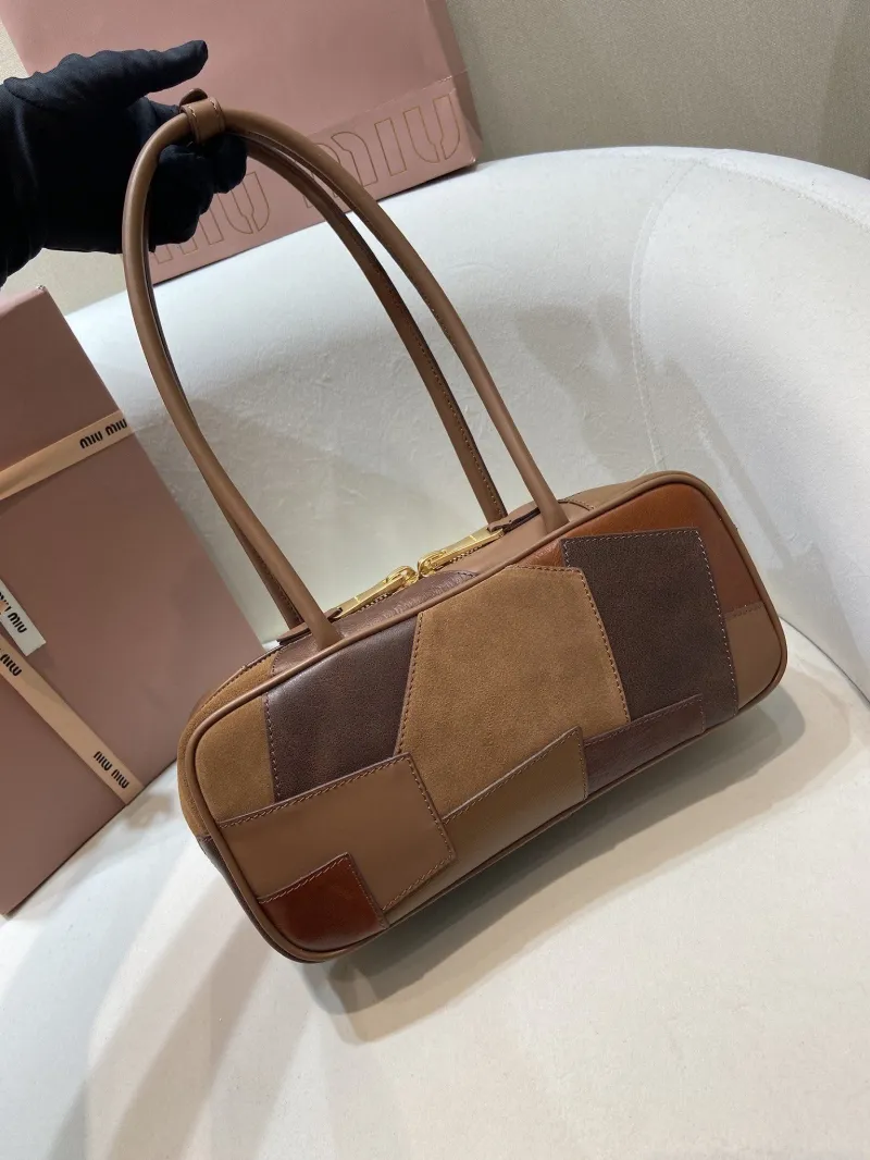 MIU MIU Brown Patchwork Top Handle Bag 542 - Image 3