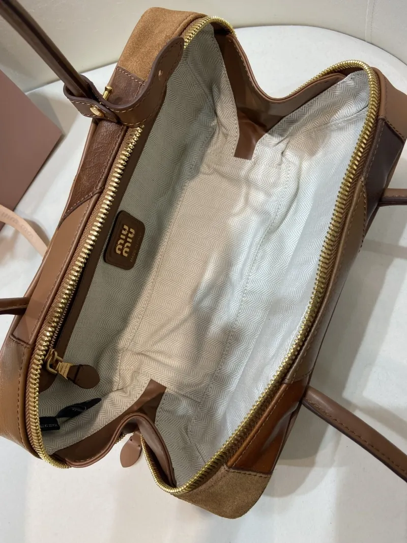 MIU MIU Brown Patchwork Top Handle Bag 542 - Image 8